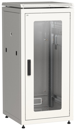 ITK Шкаф сетевой напольный 19" LINEA N 24U 600х600мм стеклянная передняя дверь серый | код LN35-24U66-G | IEK